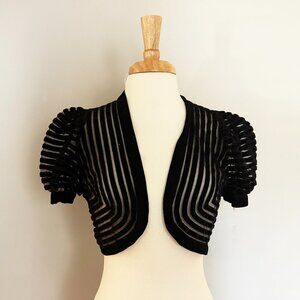 Topshop velvet ribbon puff sleeve bolero, Medium